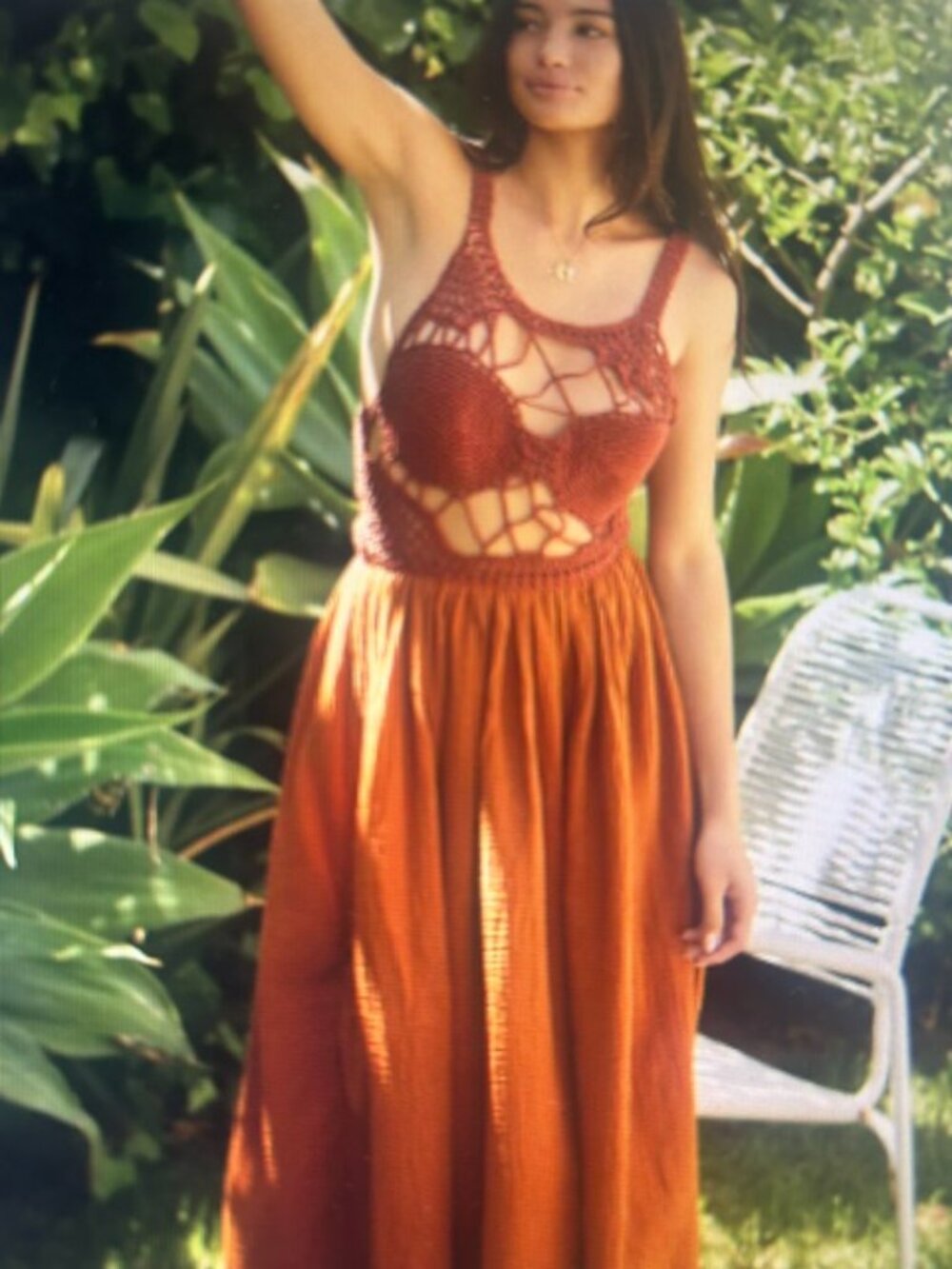 Anthropologie x Tach Soleil Crochet Backless Tie Netting Crochet Top Maxi Dress - Picture 11 of 16